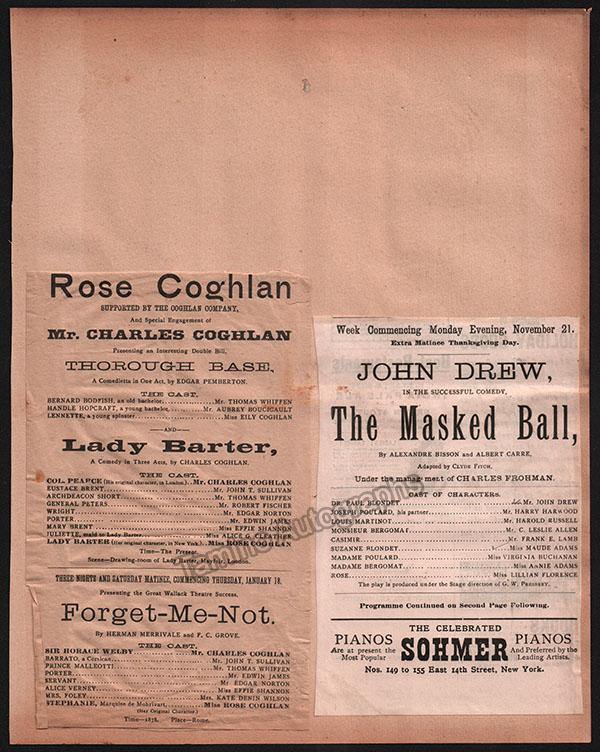 New York Opera and Theater Program Clip Album 1891-1894 - Tamino