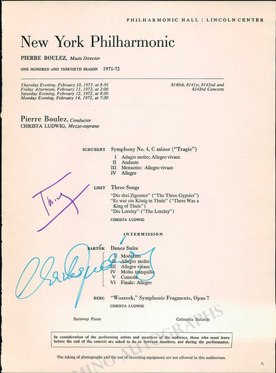 New York Philharmonic Hall - Signed Program Pages (Various Autographs)