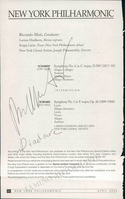 New York Philharmonic Hall - Signed Program Pages (Various Autographs)