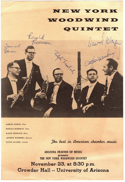New York Wood Wind Quintet - Playbill Signed by All