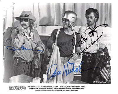 Nicholson, Jack - Fonda, Peter - Hopper, Dennis - Triple Signed Photograph in "Easy Rider"