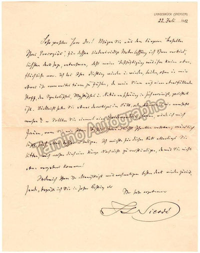 Nicodé, Jean Louis - Autograph Letter Signed 1912