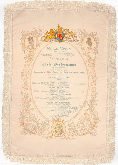 Nijinsky, Vaslav - Silk Gala Program Coronation of King George V Royal Opera 1911