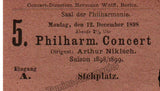 Nikisch, Arthur - Berlin Philharmonic Program with Ticket 1898