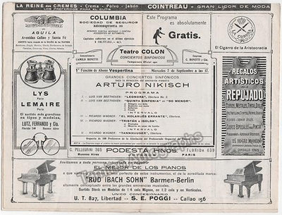 Nikisch, Arthur - Concert Program Teatro Colon Buenos Aires 1921