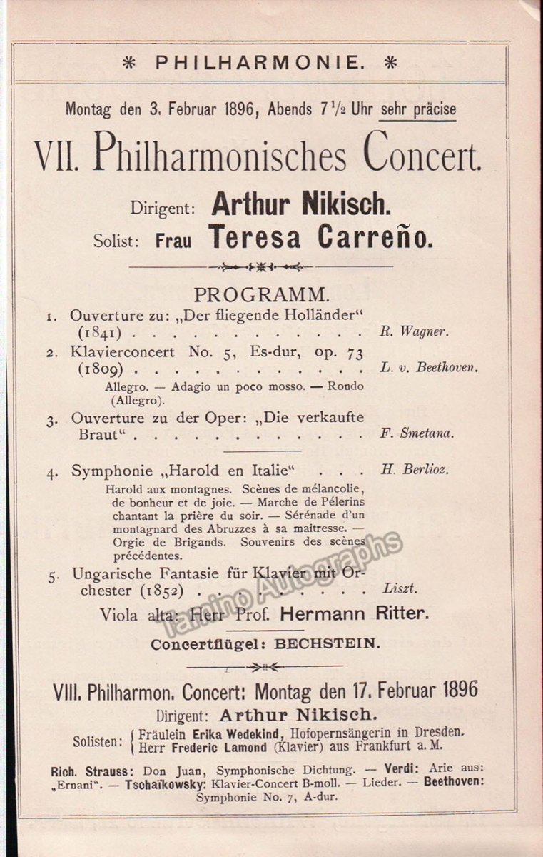Nikisch, Arthur - Program Lot 1895-1920 - Tamino
