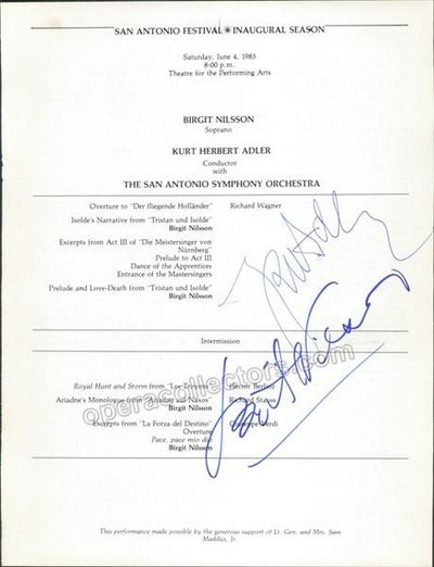 Nilsson, Birgit - Adler, Kurt - Signed Program 1983