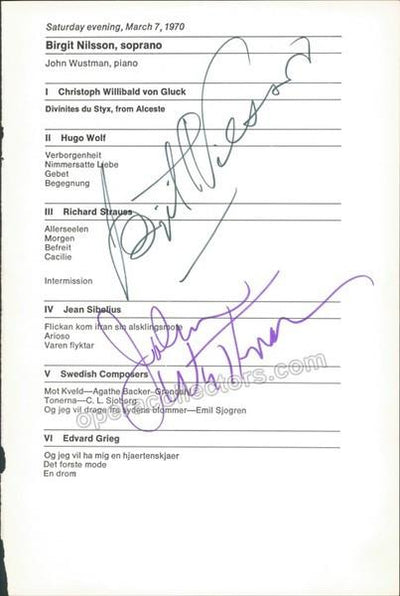 Nilsson, Birgit - Wustman, John -  Signed Program 1970
