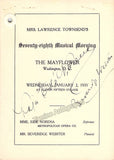 Norena, Eide - Webster, Beveridge - Signed Program Washington 1935