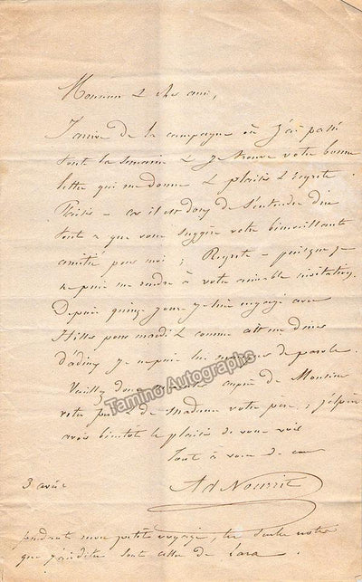 Nourrit, Adolphe - Autograph Letter Signed