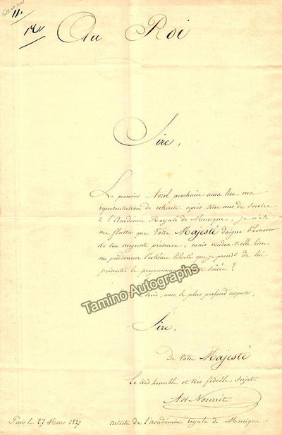 Nourrit, Adolphe - Autograph Note Signed 1837