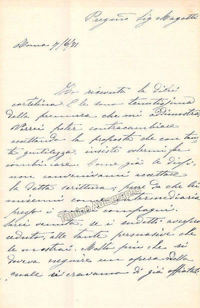 Novelli, Giulia - Autograph Letter Signed 1881