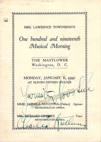 Novotna, Jarmila - Kullman Charles - Signed Program Washington 1941