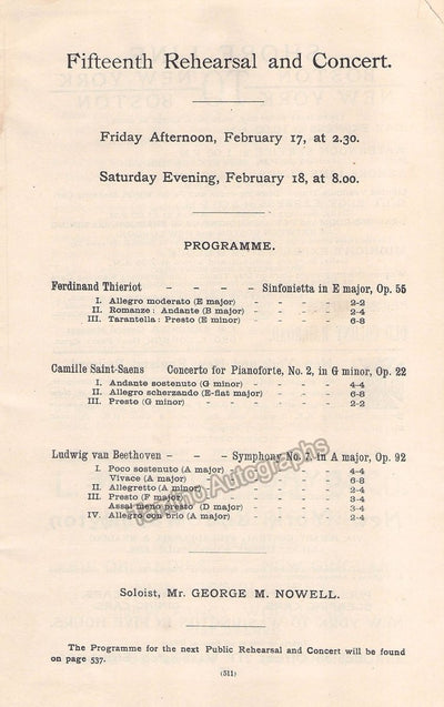 Nowell, George - Nikisch, Arthur - Piano Concerto Program 1893