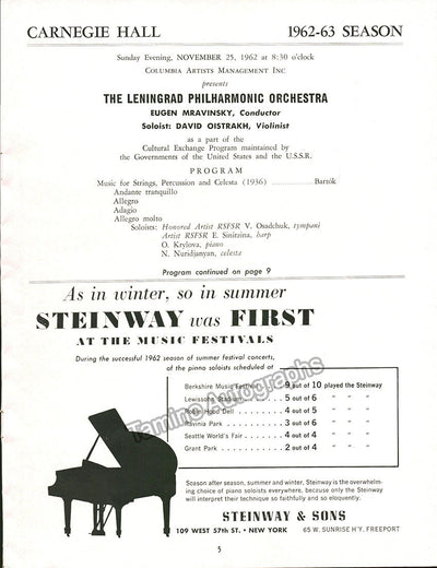 Oistrakh, David - Mravinsky, Yevgeny - Carnegie Hall Concert 1962