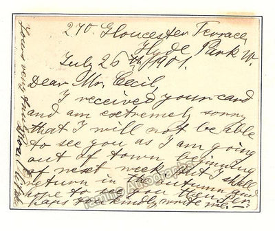 Olitzka, Rosa - Autograph Note Signed 1901