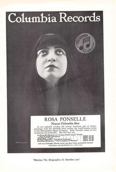 Rosa Ponselle - Columbia Records