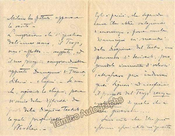 Orefice, Giacomo - Autograph Letter Signed 1905 - Tamino