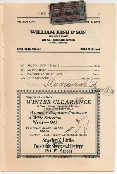 Otero, Emma - Signed Program Washington 1930