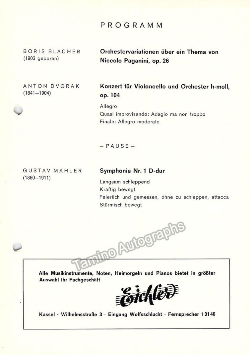 Otterloo, Willem van - Signed Program Kassel 1966 - Tamino