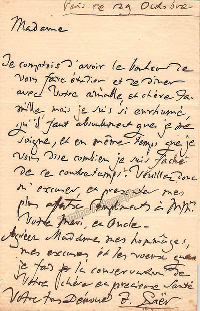 Paer, Ferdinando - Autograph Letter Signed