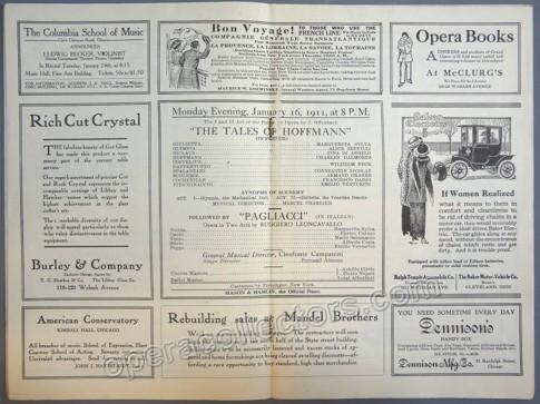 Pagliacci at Chicago Grand Opera Program 1911 - Tamino