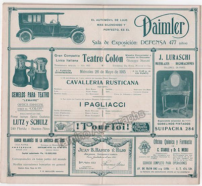 Pagliacci at Teatro Colon 1915