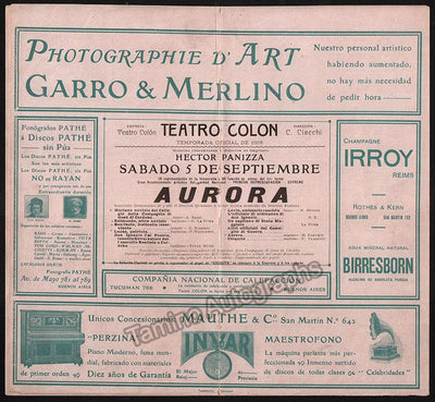 Panizza, Ettore - World Premiere Program Aurora 1908