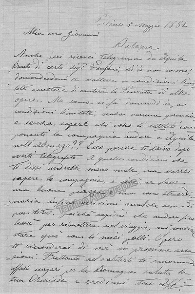 Pantaleoni, Adriano - Autograph Letter Signed 1881