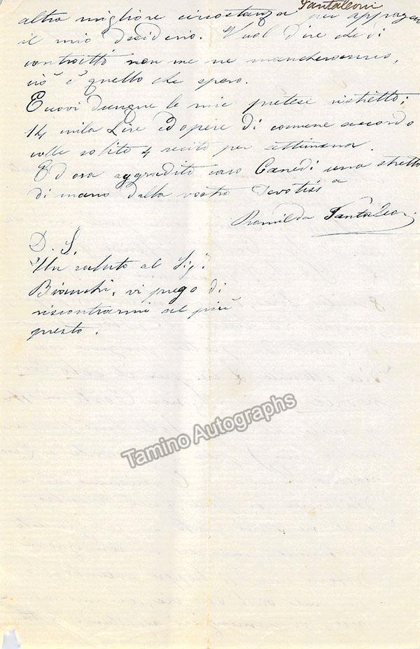 Pantaleoni, Romilda - Autograph Letter Signed - Tamino