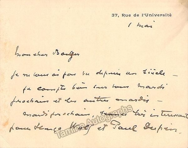 Armand Parent Autograph Set of 2 Autograph Notes Signed