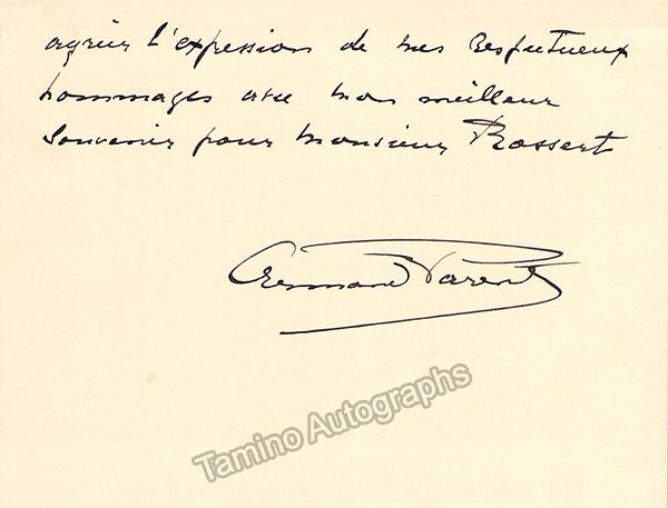 Armand Parent Autograph Set of 2 Autograph Notes Signed