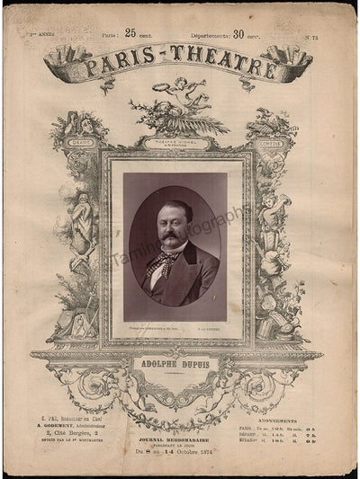 Paris-Theatre Magazine - Lot of 10 Magazines with Woodbury-type Photos 1874
