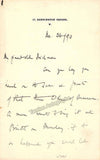 Parry, Charles Hubert - Autograph Letter Signed 1890
