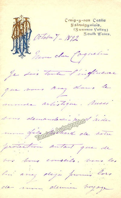 Patti, Adelina - Autograph Letter Signed 1892