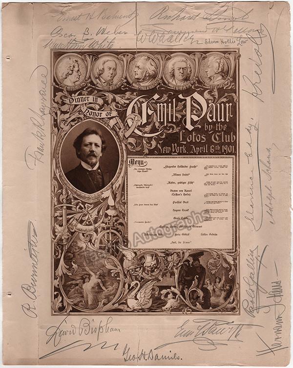 Paur, Emil - Kreisler, Fritz - Burmeister, Richard, etc - Dinner in Honor of Paur by the Lotos Club, 1901 - Tamino