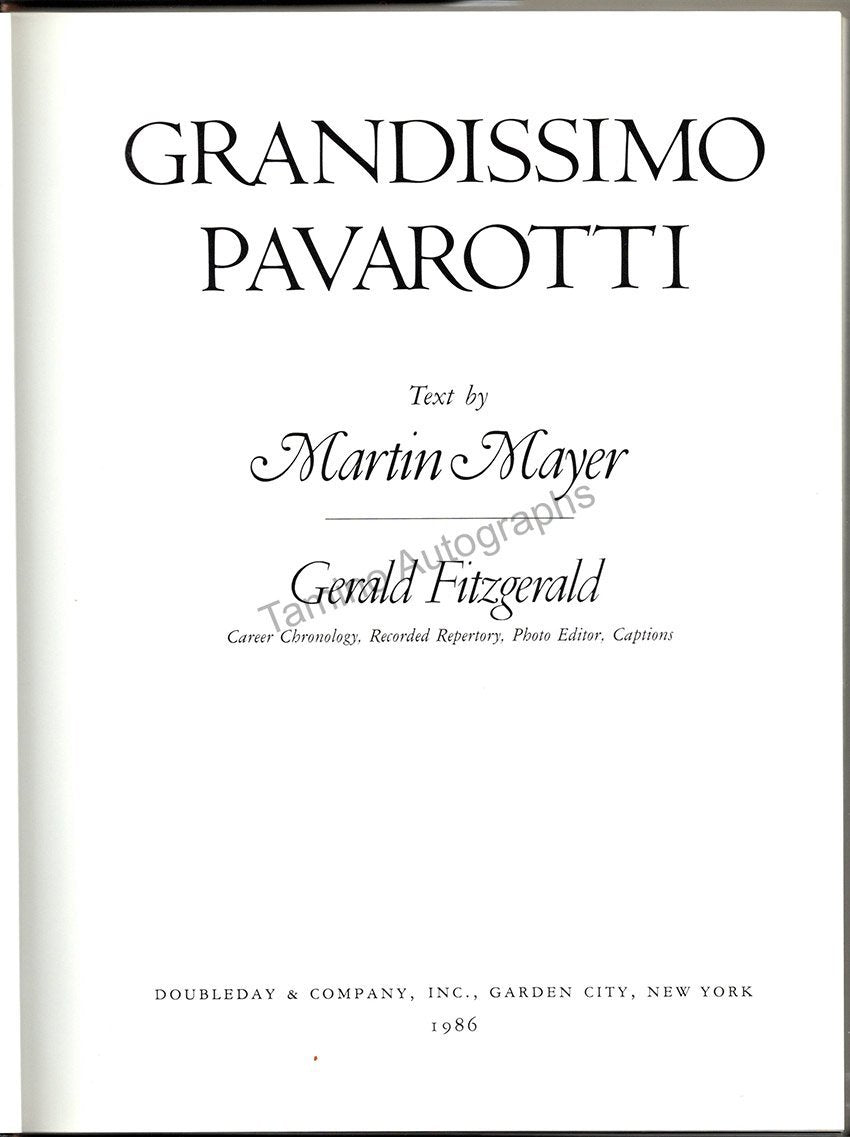 Pavarotti, Luciano - Signed Book "Grandissimo Pavarotti" - Tamino