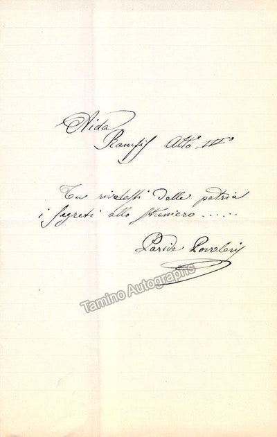 Pavoleri, Paride - Autograph Note Signed