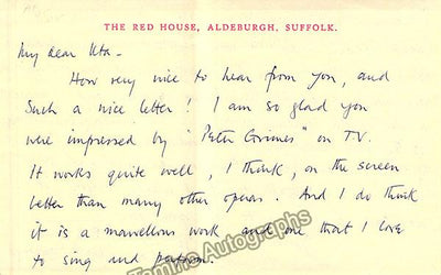 Pears, Peter - Autograph Letter Signed