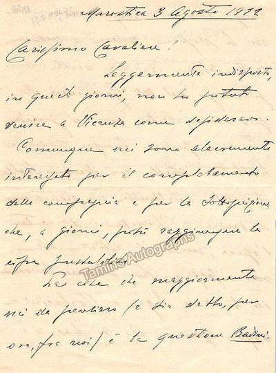 Pedrollo, Arrigo - Autograph Letter Signed 1922