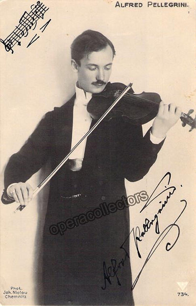 Pellegrini, Alfred - Signed Photo Postcard with Music Quote