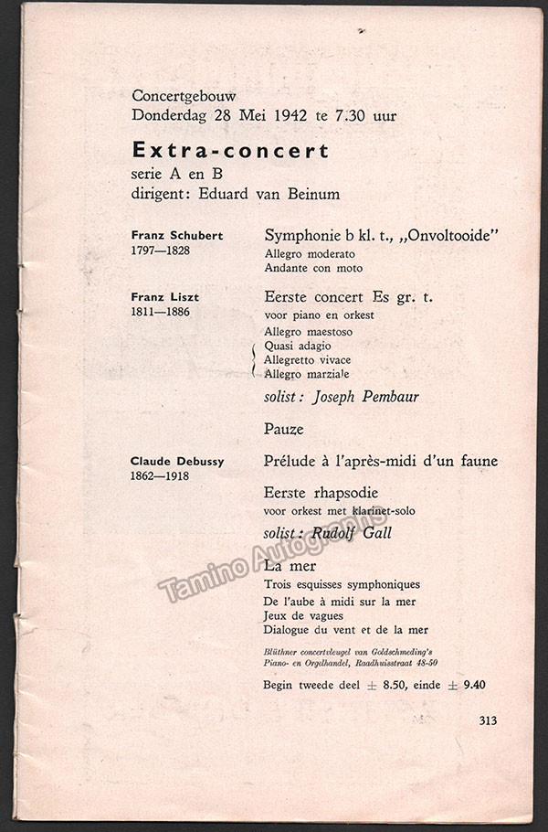 Pembaur, Joseph - Gall, Rudolf - Concert Program Amsterdam 1942 - Tamino