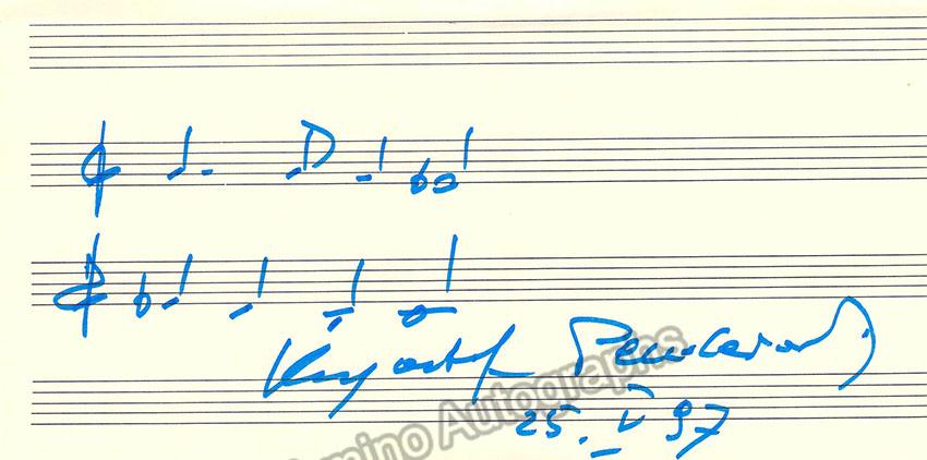 Penderecki, Krzysztof - Autograph Music Quote Signed 1997