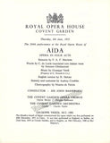Performance Program "Aida" Royal Opera House 1953