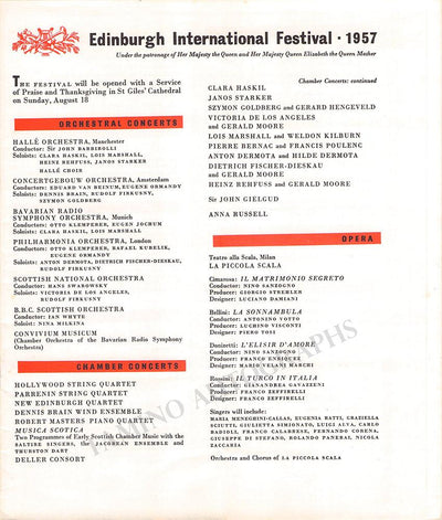 Performance Program Edinburgh Festival Program 1957