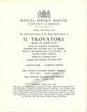 Performance Program "Il Trovatore" Royal Opera House 1953
