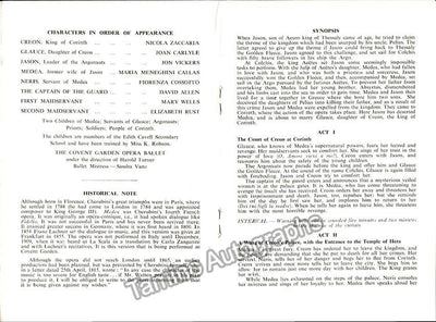 Performance Program Medea at Covent Garden - June 1959