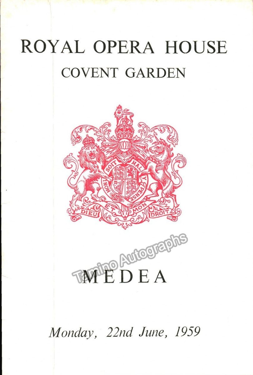 Performance Program Medea at Covent Garden - June 1959 - Tamino