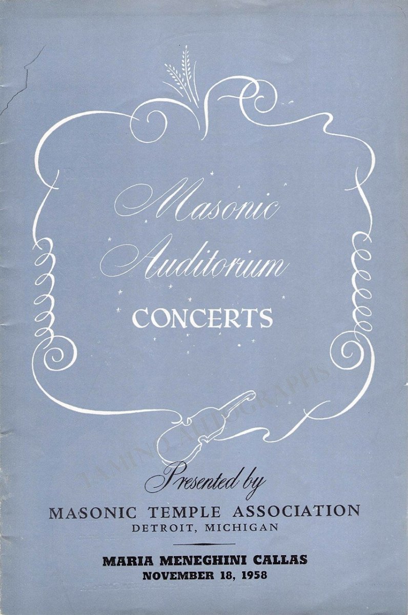Performance Program Recital Masonic Auditorium Detroit 1958 - Tamino