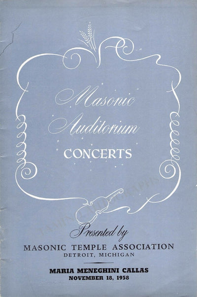 Performance Program Recital Masonic Auditorium Detroit 1958